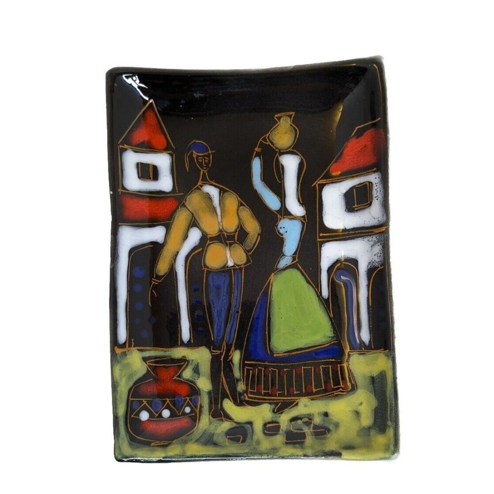 Vintage Italian Tile Mid Century‎ Modern Pottery Hand Painted Tile Wall Plaque